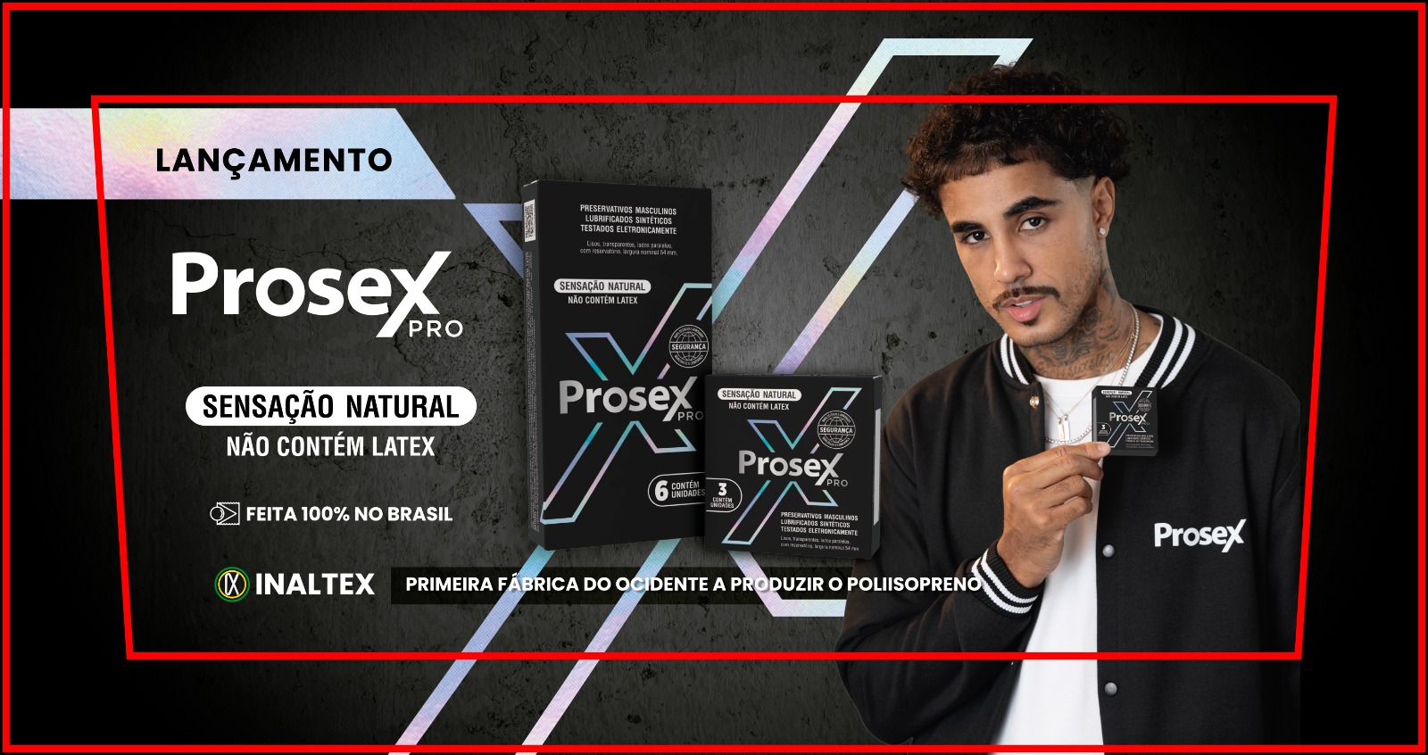 Campanha Prosex Pro com Livinho e embalagens do produto Sensação Natural